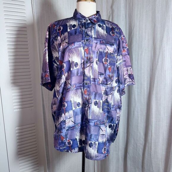 T. Corner | Men’s | Polo Shirt | M | Vintage Men's Thai Silk button Down Casual - Picture 1 of 5